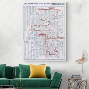1936 kaart van Orlando Florida Amerikaanse cartografie geschiedenis decor Fine Art Print
