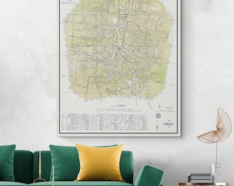 Mapa Teheranu w Iranie z 1930 r. – kartografia z początku XX wieku przedstawiająca ulice, dzielnice, zabytki i rozwój miast w Persji przed rewolucją