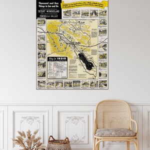 1955 kaart van Indio Californië Amerikaanse geschiedenis cartografie decor Fine Art Print