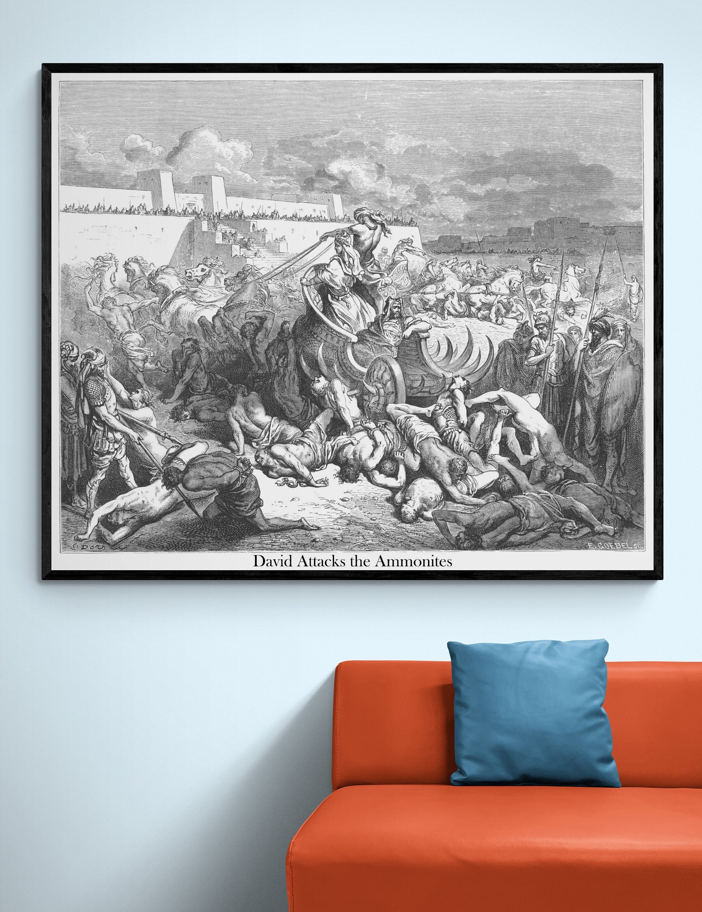 David Attacks the Ammonites Gustave Dore Antique Gothic Christianity ...