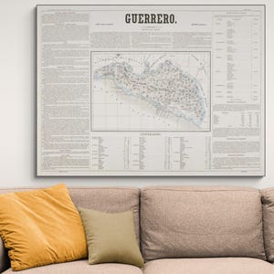 1858 Kaart van Guerrero Mexico Centraal-Amerikaanse geografie Mexicaanse geschiedenis cartografie decor Fine Art Print