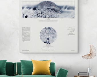 NASA Pictorial Map of Triton – Neptune’s Largest Moon with Retrograde Orbit – Space Astronomy Decor Fine Art Print