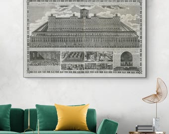 Primer Templo de Salomón – Impresión artística de Jerusalén del siglo XVIII / Decoración arquitectónica bíblica de Tierra Santa / Póster de historia religiosa