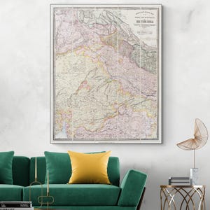 Carte de l'Inde et du Pakistan de 1857 montrant la région touchée par la grande rébellion indienne de 1857, décor de cartographie de l'histoire du monde, impression d'art