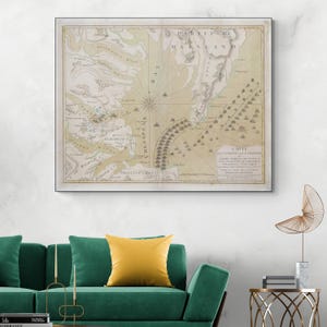1782 Militär Karte der französischen Blockade des Chesapeaches und der Schlacht von Yorktown amerikanischer Unabhängigkeitskrieg Geschichtsdekor Fine Art Print