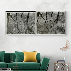 Hiroshima Before & After Atomic Bombing – 1945 WWII Japan Aerial Photos Art Print | World War 2 History Decor | Fine Art Poster