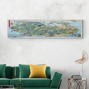 Bird’s Eye Pictorial Map of Kyushu Japan – Illustrated Geography of Japan’s Southern Island Showing Cities, Mountains & Culture