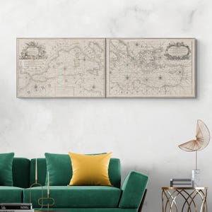 1746 Mittelmeer Karte – Europäische Seekarte – Vintage Meeresgeographie Wand Kunst Fine Art Print