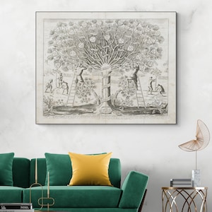 Cèdre allégorique de 1675 - Symbolisme de l'église catholique Impression d'art | Histoire des évêques et des apôtres | Poster religieux décoratif raffiné