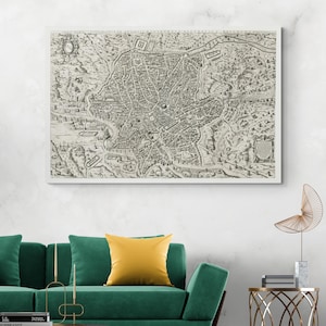 Carte historique de Rome, Italie, 1574 - Cartographie de la ville italienne antique - Impression d'art murale Histoire de la Renaissance de l'école Lafreri