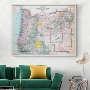 1922 Map of Oregon – Early 20th Century State Cartography Showing Cities, Counties, Rivers, Railroads, Roads & Geographic Features