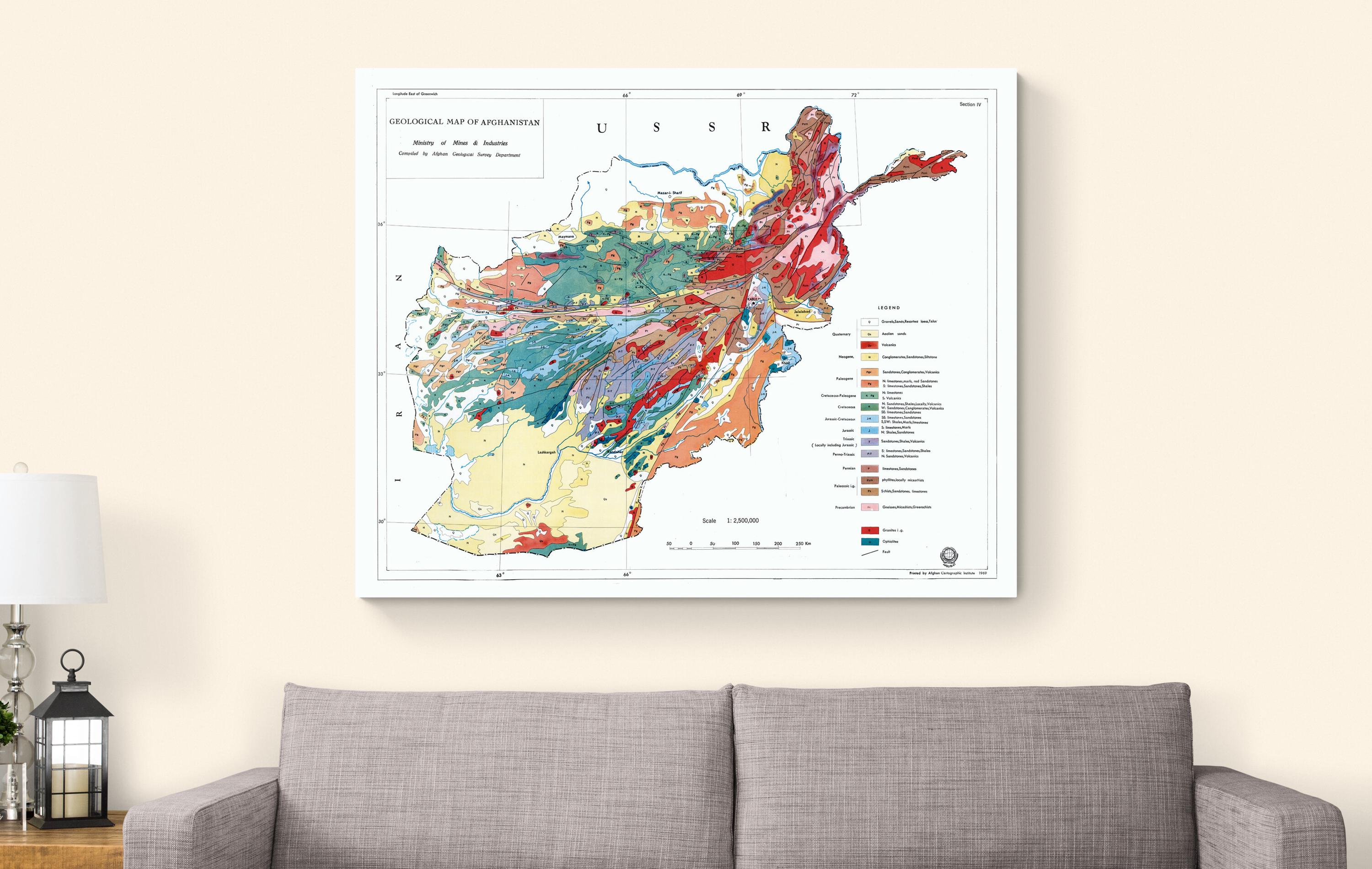 1969 Geological Map of Afghanistan – Middle Eastern Cartography Showing ...
