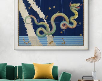 17th Century Serpens Zodiac Illustration Star Sign Constellation Astrology Decor Fine Art Print