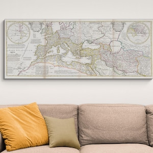 Panoramische kaart van het oude Romeinse rijk wereldgeschiedenis cartografie decor Fine Art Print