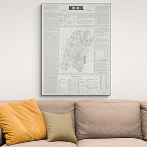 1858 Kaart van de staat Mexico Edomex Centraal-Amerikaanse geografie Mexicaanse geschiedenis cartografie decor Fine Art Print
