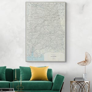 Mapa de Alabama de 1891, cartografía del estado estadounidense, historia, decoración, impresión de bellas artes