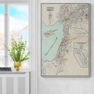 1911年 オスマントルコ軍のレヴァント地図 シリア パレスチナ ヨルダン 中東 地図 歴史 美術印刷