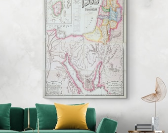Map of Canaan and the Promised Land – Biblical Geography Depicting Tribal Territories, Ancient Cities & Sacred Landmarks