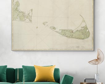 1776 Des Barres Chart of Nantucket & Martha’s Vineyard – First British Naval Map of New England Coast Used in American Revolutionary War