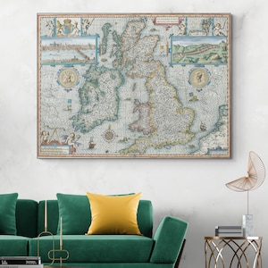 1611 Map of Great Britain & Ireland by John Speed – Antique British Isles Cartography Showing Counties, Cities and Historic Borders