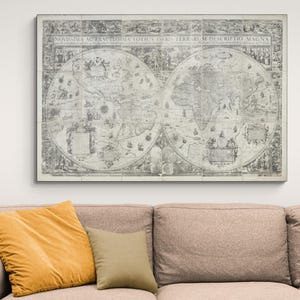 1611 Jodocus Hondius Weltkarte Goldenes Zeitalter der niederländischen Kartographie Geschichte Dekor Fine Art Print