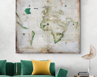 Kunstmann II Map - Frühe Erkundungskarte Möglicherweise von Vespucci, die die Küsten von Grönland, Neufundland, Kuba und Südamerika zeigt