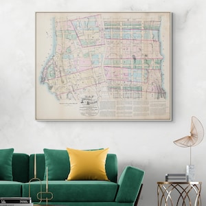 1887 kaart van Washington Heights Harlem Manhattan New York City geschiedenis decor historische NYC cartografie Fine Art Print