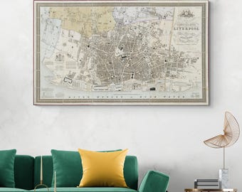 1836 Map of Liverpool Merseyside England – Georgian Era British Cartography Showing Streets, Harbor, Urban Layout & Historical Features