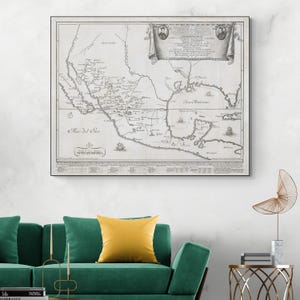 1754 Villaseñor y Sánchez Jezuïetenkaart van Mexico Mexicaanse geschiedenis cartografie decor Fine Art Print