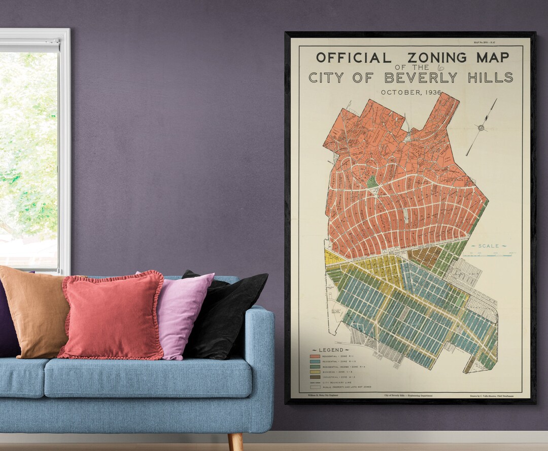 1936 First Zoning Map of Beverly Hills Los Angeles Hollywood Etsy
