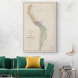 Carte de l'empire Inca au Pérou Précolombien d'Amérique du Sud Méso-américain Native Indigène Tawantinsuyu Inca Decor Impression artistique