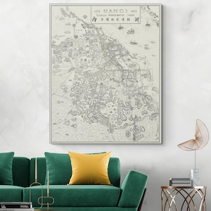 1873 First Map of Hanoi Vietnam – Historic French Colonial-Era Cartography Showing Urban Origins, Red River Geography, and Early City Layout
