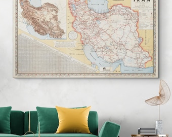 Mapa drogowa Iranu z 1960 r. – geografia Iranu z połowy XX wieku, przedstawiająca główne autostrady, miasta i rozwój regionalny w epoce Pahlawi