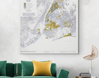 1977 Poverty Map of New York City – Urban Cartography Depicting Socioeconomic Disparities, Neighborhood Data & NYC Sociological History