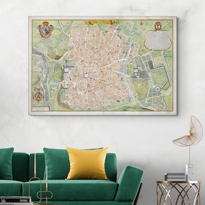 1705 Map of Madrid Spain – Early 18th Century Spanish Capital Depicting Streets, Fortifications, Landmarks & Urban Development History