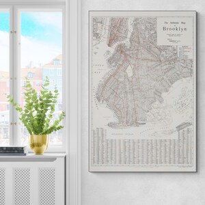 1935 Map of Brooklyn New York City – Detailed Street Map Showing Neighborhoods, Transit Lines, Parks, Ferries & East River Waterfront