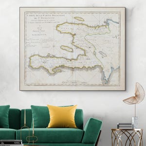 1814年 ハイチ革命後のハイチの地図 カリブ海 西インド諸島 歴史 地図作成 装飾 美術印刷