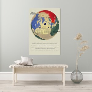 1956 NAVO-commando kaart van Europa koude oorlog militaire politieke geschiedenis decor Fine Art Print
