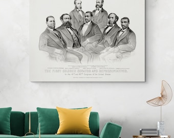 First Black Senators and Representatives – 1872 Historic Portrait | African American Political History Print | Civil Rights Fine Art Decor