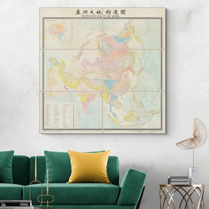 Tektonische Karte von Asien Asiatische Geologische Geographie Erde Wissenschaft Geologie Kartographie Geschichte Dekor Fine Art Print
