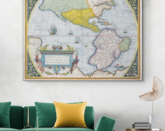 1572-Karte von Amerika von Abraham Ortelius – Frühe Neuweltkartographie aus Theatrum Orbis Terrarum, erster moderner Weltatlas