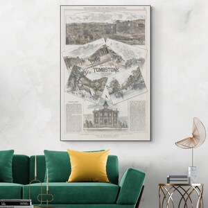 1883 Newspaper View of Tombstone Arizona – Wild West-Era Illustration of Frontier Mining Town During the Height of the Silver Boom
