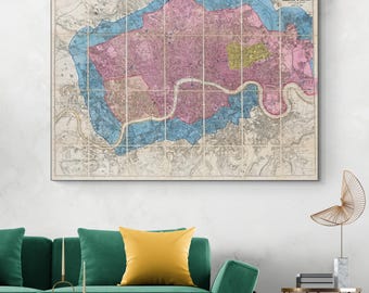 1884 Postal Map of London England – Victorian-Era Cartography Depicting Postal Routes, Districts & Urban Layout in 19th Century Britain
