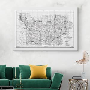 Mappa topografica del 1938 della foresta nazionale di Apache, Arizona, American Forestry Geografia Cartografia Storia Decorazione Stampa artistica