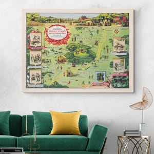 Karte von Robin Hood’s Merry Adventures von Howard Pyle – Literarische Folklore-Kunst | Mittelalterliche Legende Dekor | Fine Art Druck von Sherwood Tales
