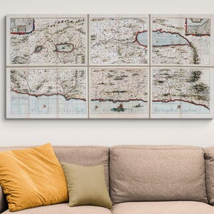 Jahrhundert - Landkarte des Heiligen Landes und der zwölf Stämme Israels Biblische Geographie Religionsgeschichte Kartographie Dekor Fine Art Print
