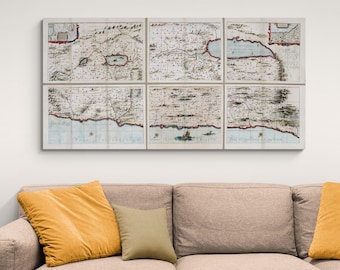 16th Century Map of the Holy Land Showing the Twelve Tribes of Israel – Detailed Historical Biblical Cartography of Ancient Israel