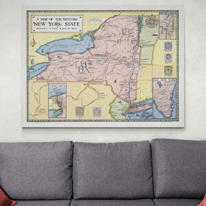 ニューヨーク州の歴史地図 アメリカの歴史 地図装飾 ファインアートプリント