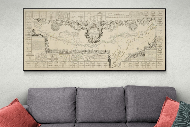 1697 Map of Royal Canal of Languedoc Canal Du Midi France Historical