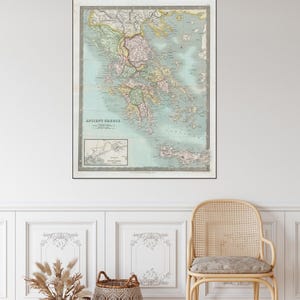 Carte de la Grèce antique Méditerranée Antiquité classique Histoire Cartographie Décor Impression artistique